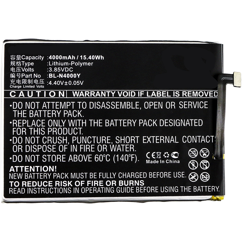 Synergy Digital Cell Phone Battery, Compatiable with GIONEE BL-N4000Y Cell Phone Battery (3.85V, Li-Pol, 4000mAh)