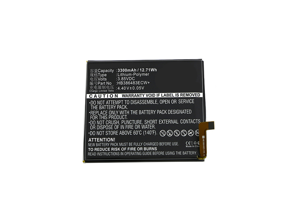 Synergy Digital Cell Phone Battery, Compatible with HUAWEI HB386483ECW+ Cell Phone Battery (3.85V, Li-Pol, 3300mAh)