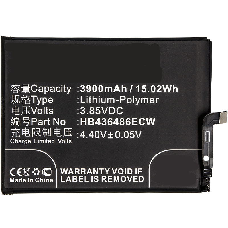 Synergy Digital Cell Phone Battery, Compatiable with HUAWEI HB436486ECW Cell Phone Battery (3.85V, Li-Pol, 3900mAh)