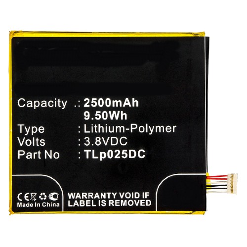 Synergy Digital Cell Phone Battery, Compatiable with Alcatel TLp025D2, TLp025DC Cell Phone Battery (3.8V, Li-Pol, 2500mAh)