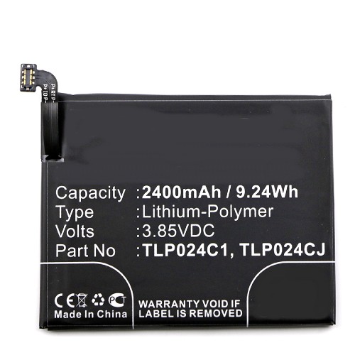 Synergy Digital Cell Phone Battery, Compatiable with Alcatel C2400007C2, CAC2400011C1, TLP024C1, TLP024C2, TLP024CC, TLP024CJ Cell Phone Battery (3.85V, Li-Pol, 2400mAh)