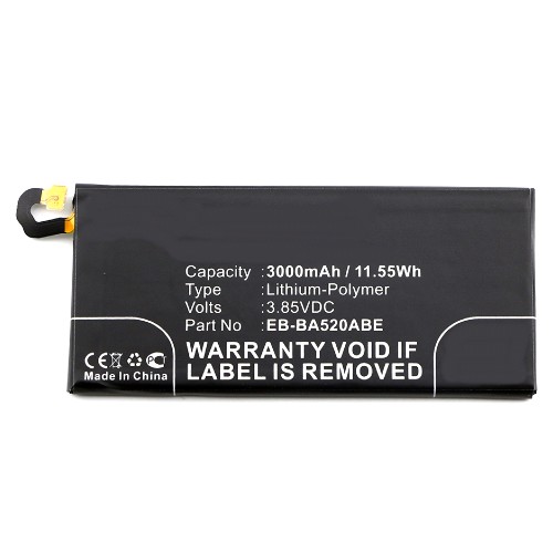 Synergy Digital Cell Phone Battery, Compatiable with Samsung EB-BA520ABE, GH43-04680A Cell Phone Battery (3.85V, Li-Pol, 3000mAh)