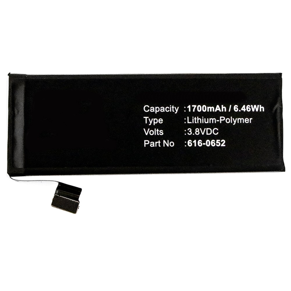 Synergy Digital Mobile, SmartPhone Battery, Compatible with Apple A1234, A1457, A1516, A1518, A1528, A1529, A1530, A1533, iPhone 5s, ME341LL/A, ME342LL/A, ME344LL/A, ME345LL/A, ME347LL/A, ME348LL/A, ME349LL/A, ME432LP/A Mobile, SmartPhone Battery (3.8, Li-Pol, 1700mAh)