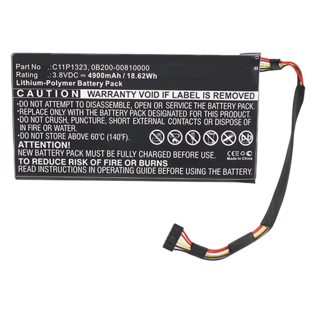 Synergy Digital Cell Phone Battery, Compatible with Asus 0B200-00810000, C11P1323 Cell Phone Battery (Li-Pol, 3.8V, 4900mAh)