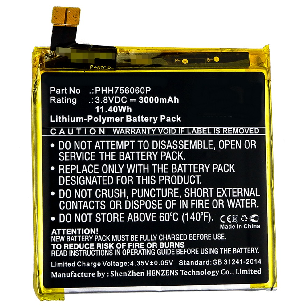 Synergy Digital Cell Phone Battery, Compatible with Blackview PHH756060P Cell Phone Battery (Li-Pol, 3.8V, 3000mAh)