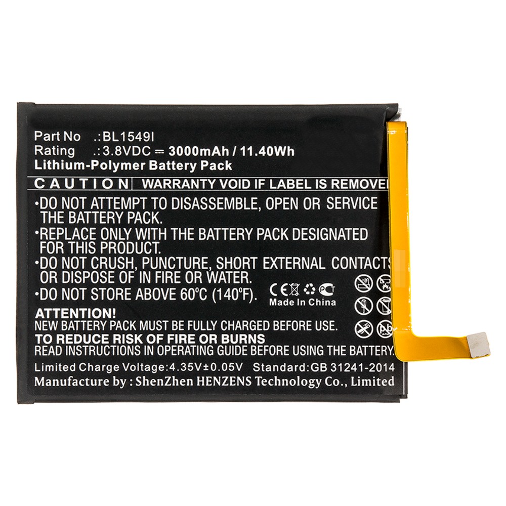 Synergy Digital Cell Phone Battery, Compatible with Blackview BL1549I Cell Phone Battery (Li-Pol, 3.8V, 3000mAh)