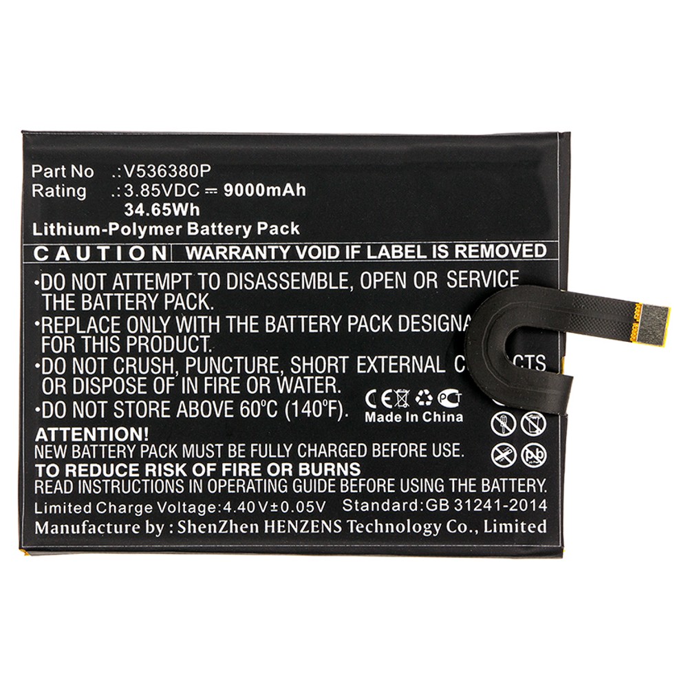 Synergy Digital Cell Phone Battery, Compatible with Blackview V536380P Cell Phone Battery (Li-Pol, 3.85V, 9000mAh)