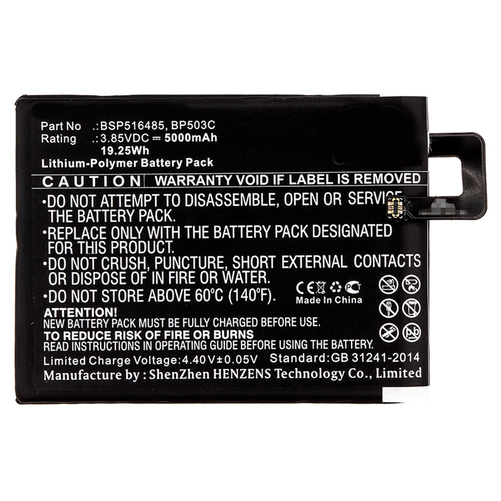 Synergy Digital Cell Phone Battery, Compatible with BLU BP503C, BSP516485 Cell Phone Battery (Li-Pol, 3.85V, 5000mAh)