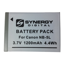 SDNB5L Lithium-Ion Battery - Rechargeable Ultra High Capacity (3.7V 1200 mAh) - Replacement for Canon NB-5L Battery