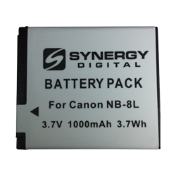 SDNB8L Rechargeable Lithium-Ion - Ultra High Capacity (1000mAh 3.7V) Battery - Replacement For The Canon NB-8L Battery