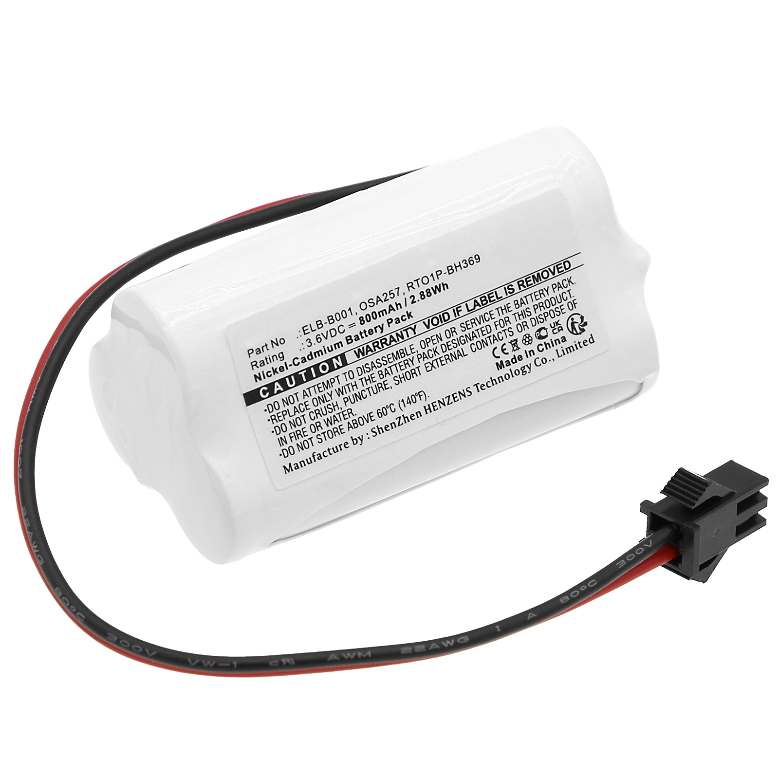 Synergy Digital Emergency Lighting Battery, Compatible with Lithonia ELB-B001 Emergency Lighting Battery (Ni-CD, 3.6V, 800mAh)