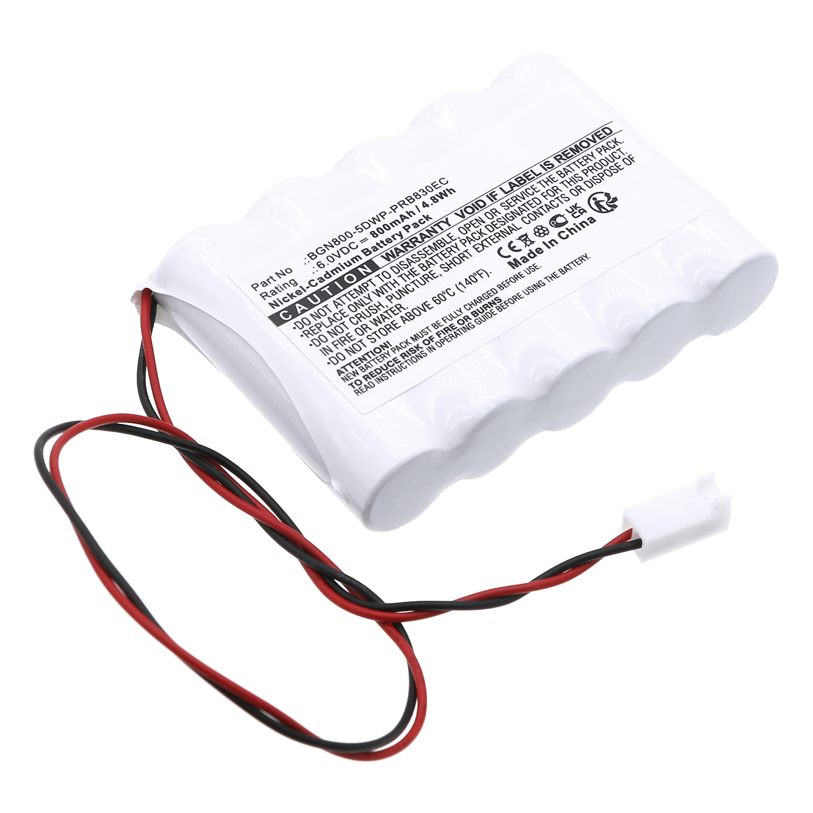 Synergy Digital Emergency Lighting Battery, Compatible with Kaufel BGN800-5DWP-PRB830EC Emergency Lighting Battery (Ni-CD, 6V, 800mAh)