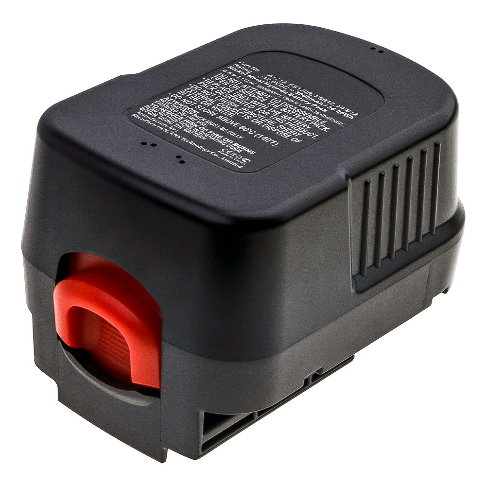 Synergy Digital Power Tool Battery, Compatible with Black & Decker A12, A12EX, A12-XJ, A1712, B-8315, BD1204L, BD-1204L, BPT1047, FS120B, FS120BX, FSB12, HPB12 Power Tool Battery (Ni-MH, 12V, 3000mAh)