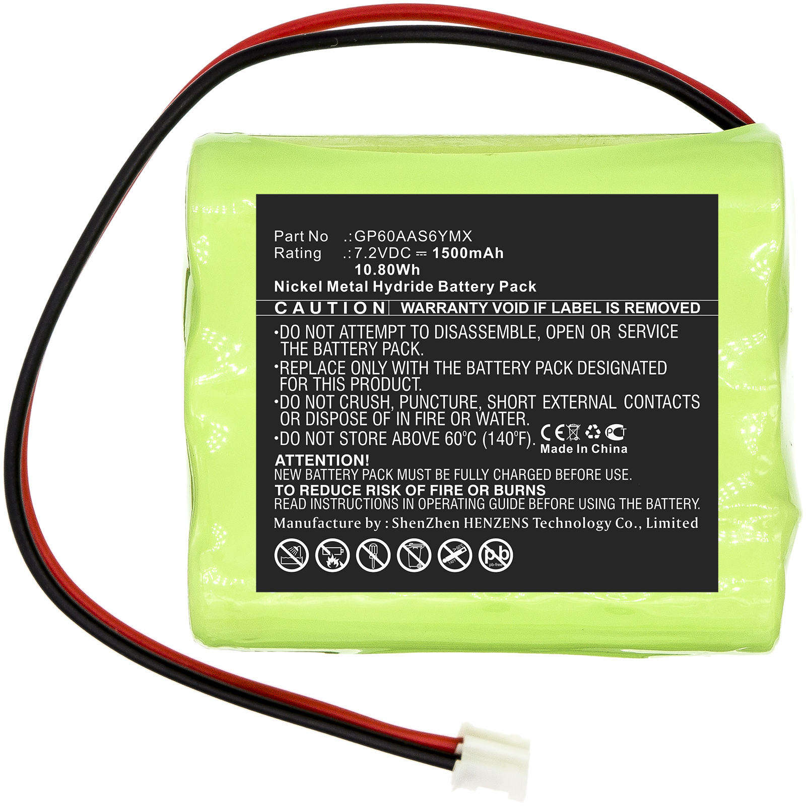 Synergy Digital Alarm System Battery, Compatible with Yale GP60AAS6YMX Alarm System Battery (7.2V, Ni-MH, 1500mAh)