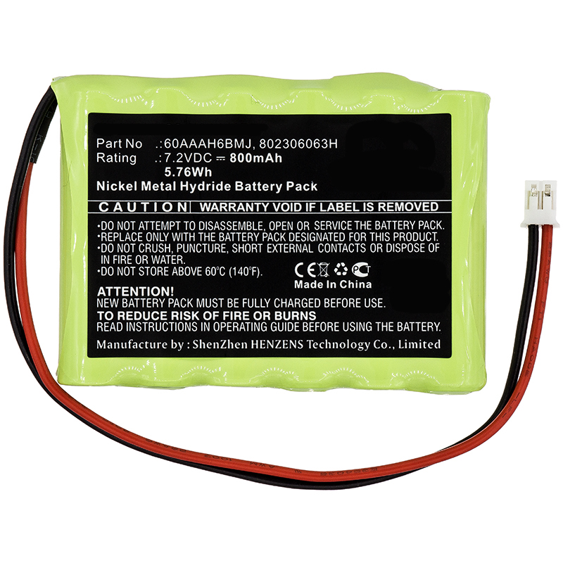 Synergy Digital Alarm System Battery, Compatible with Yale 60AAAH6BMJ, 802306063H Alarm System Battery (7.2V, Ni-MH, 800mAh)