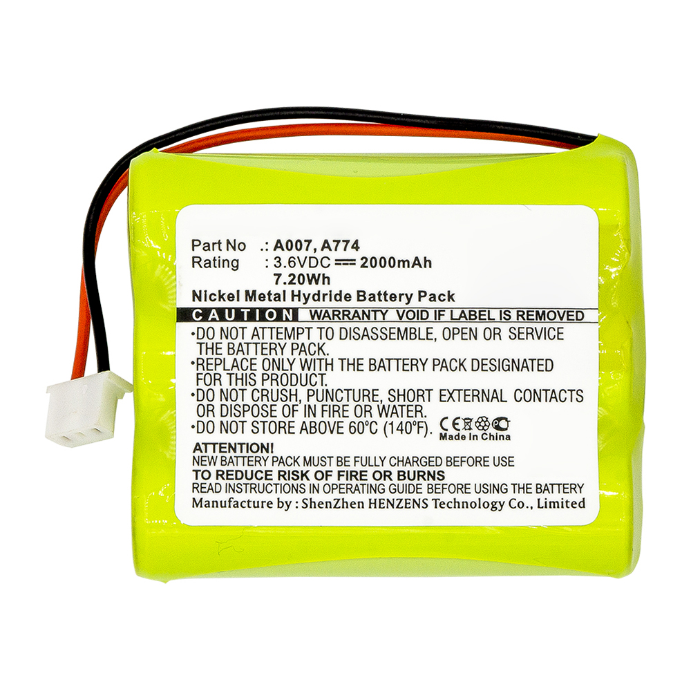 Synergy Digital Equipment Battery, Compatible with TPI A007 Equipment Battery (Ni-MH, 3.6V, 2000mAh)