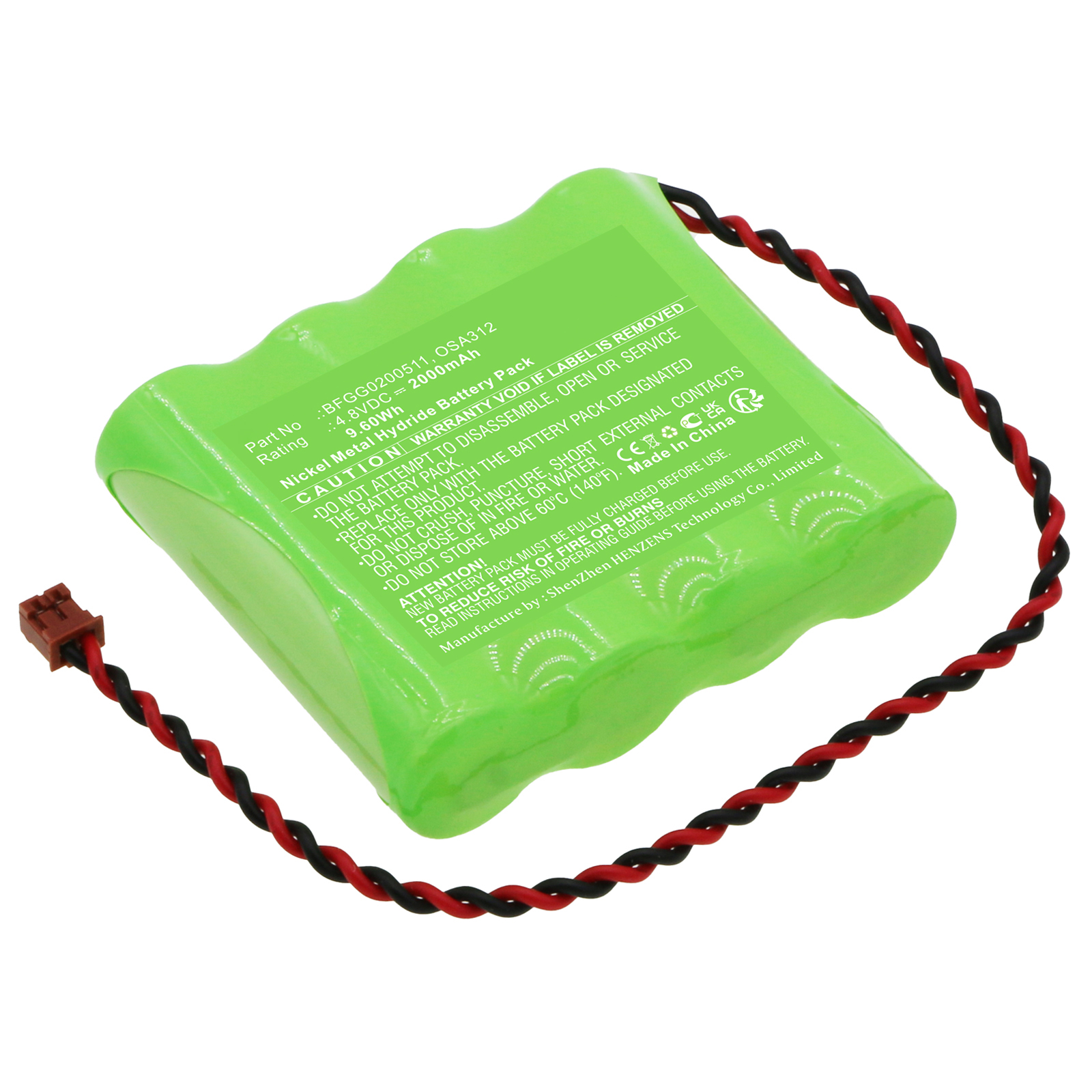 Synergy Digital Equipment Battery, Compatible with Shimpo OSA312 Equipment Battery (Ni-MH, 4.8V, 2000mAh)