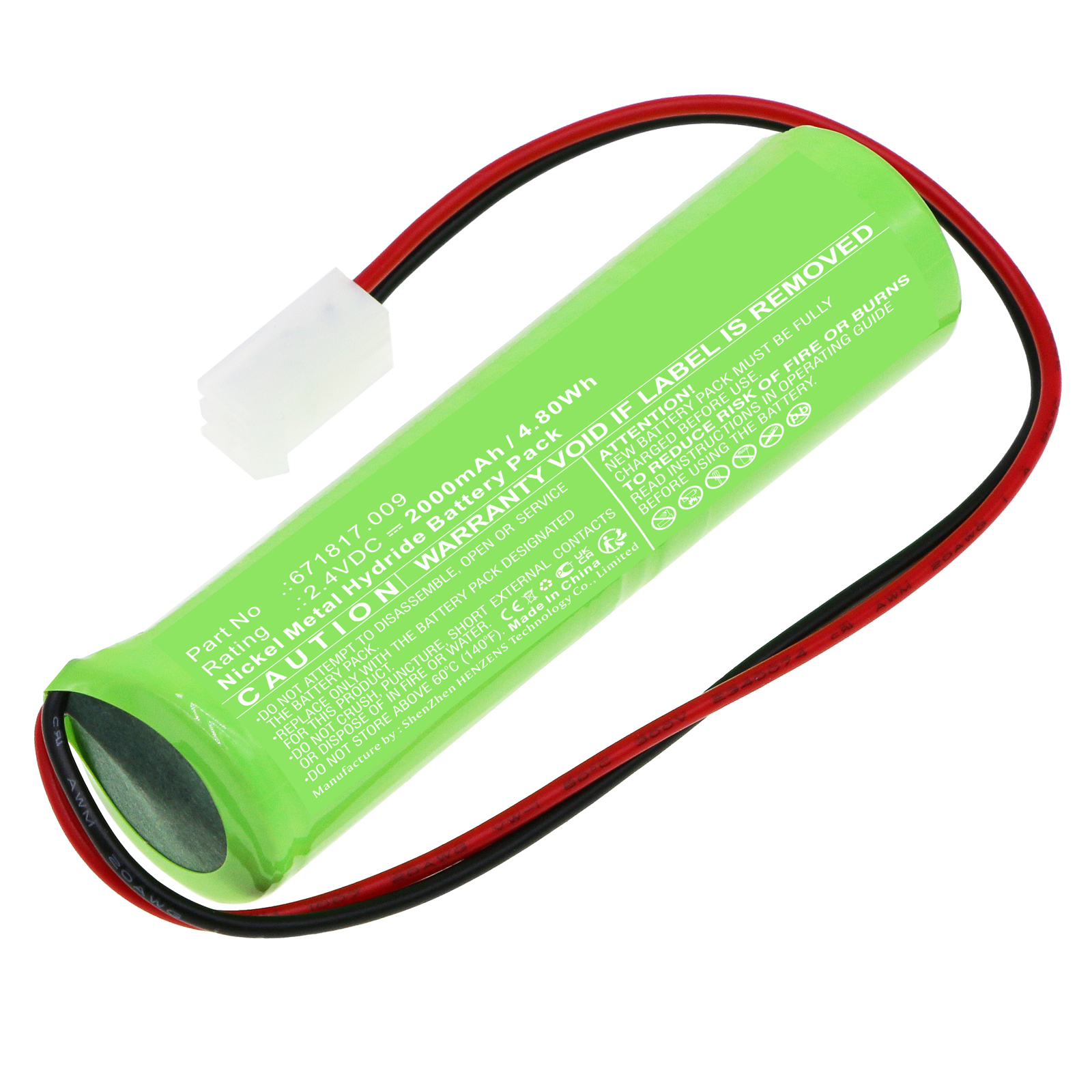 Synergy Digital Emergency Lighting Battery, Compatible with ELUBAT 671817.009 Emergency Lighting Battery (Ni-MH, 2.4V, 2000mAh)