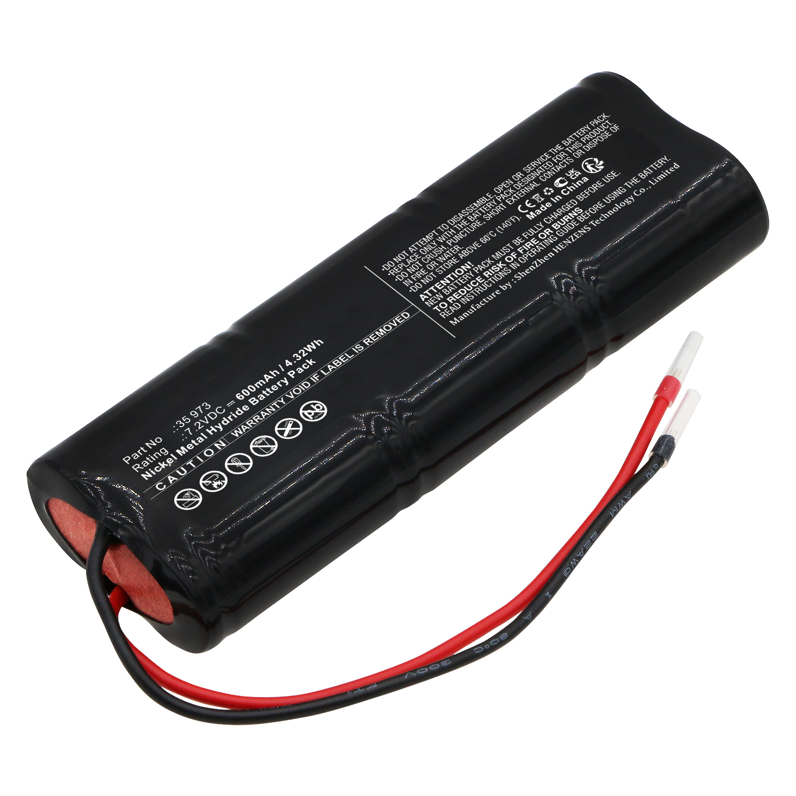 Synergy Digital Emergency Lighting Battery, Compatible with TELENOT 35 973 Emergency Lighting Battery (Ni-MH, 7.2V, 600mAh)
