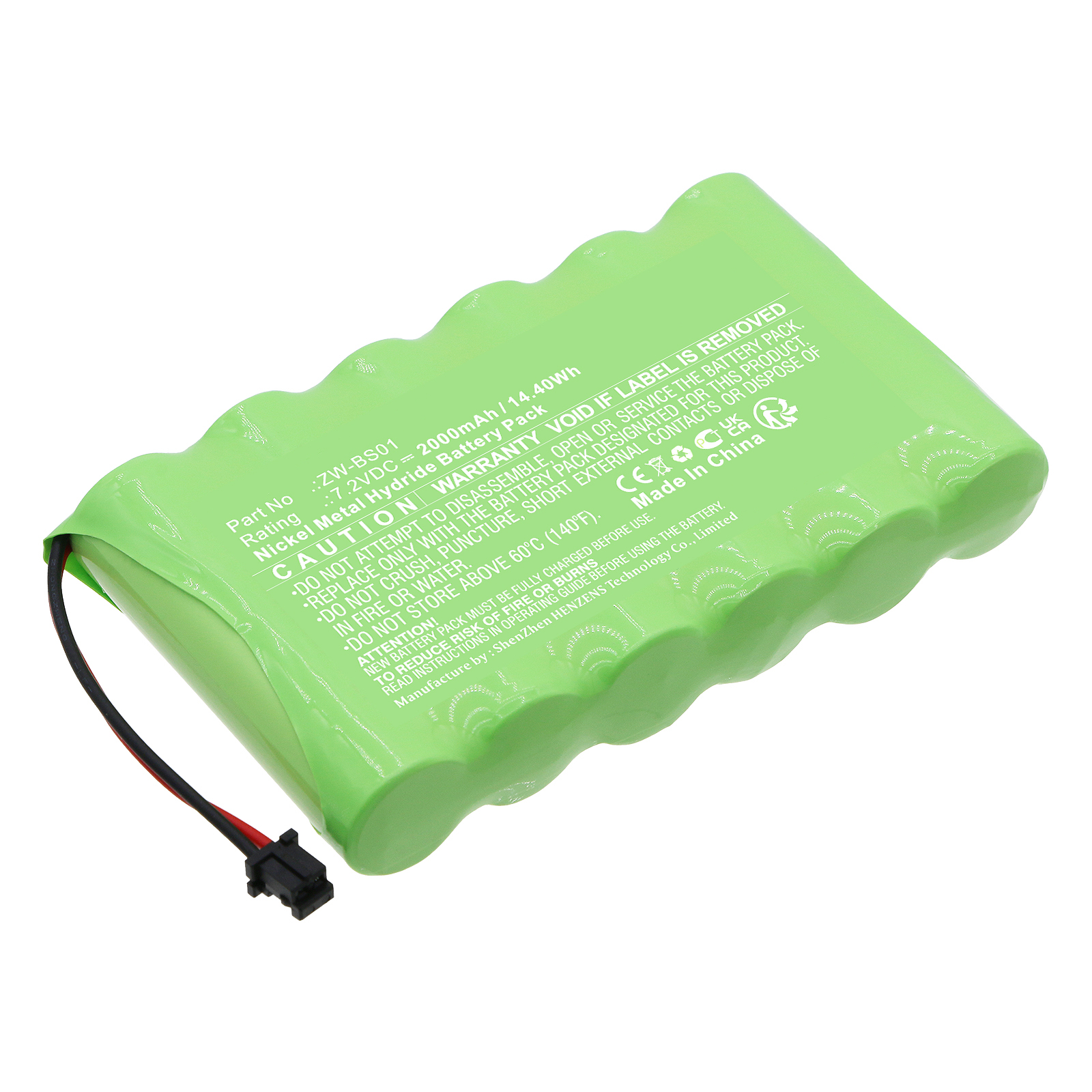Synergy Digital Alarm System Battery, Compatible with CaddX ZW-BS01 Alarm System Battery (Ni-MH, 7.2V, 2000mAh)