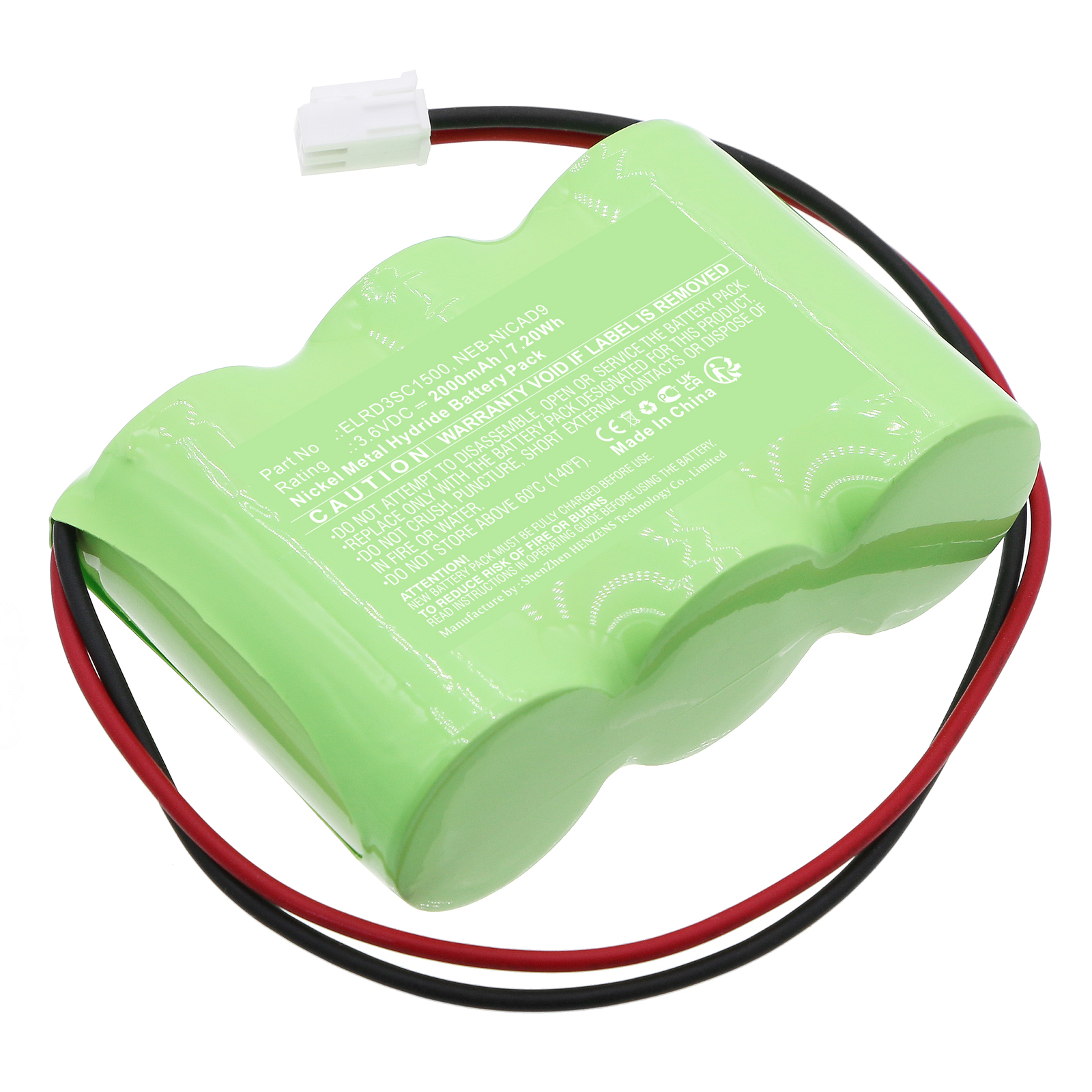 Synergy Digital Emergency Lighting Battery, Compatible with ELRO ELRD3SC1500 Emergency Lighting Battery (Ni-MH, 3.6V, 2000mAh)