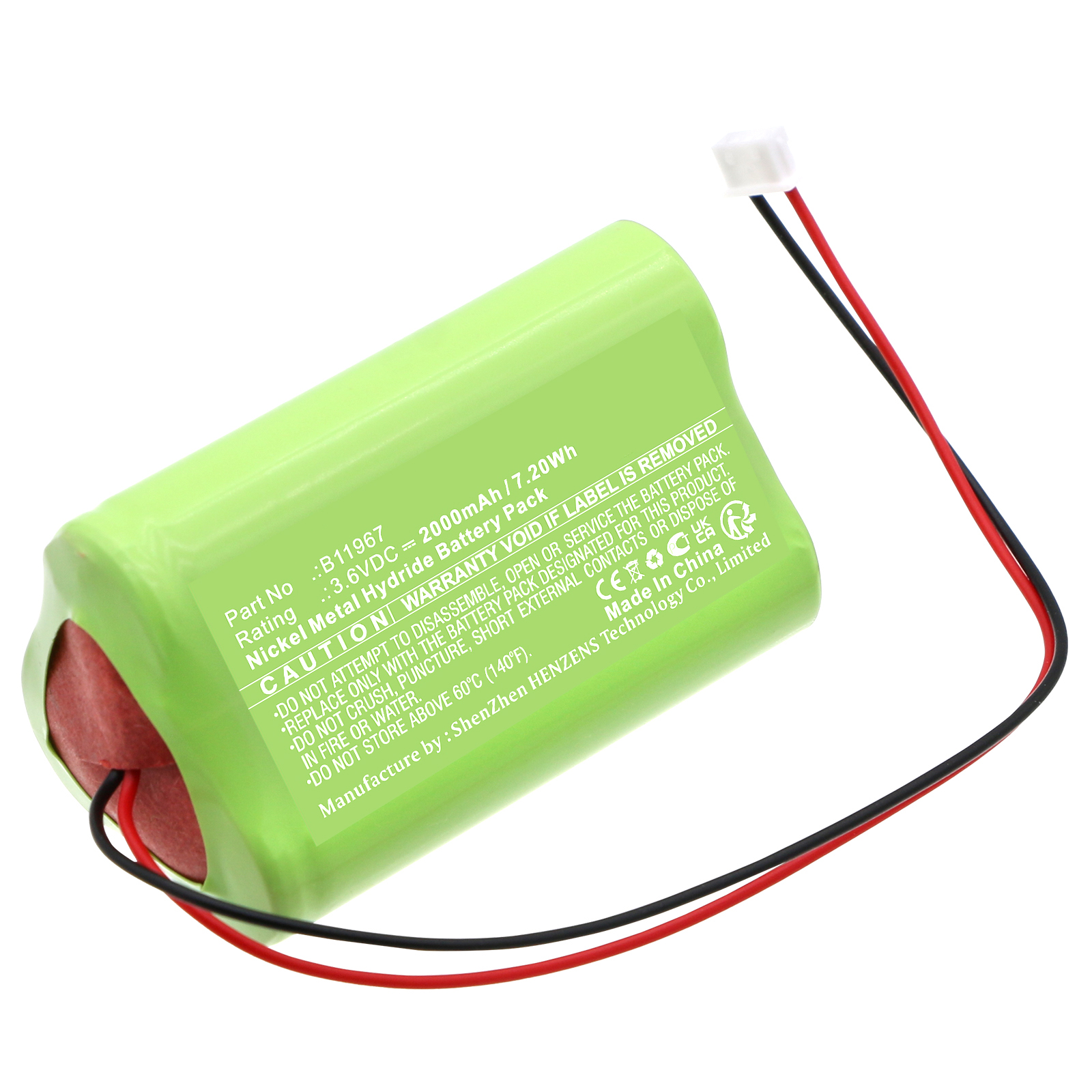 Synergy Digital Equipment Battery, Compatible with Bacharach B11967 Equipment Battery (Ni-MH, 3.6V, 2000mAh)
