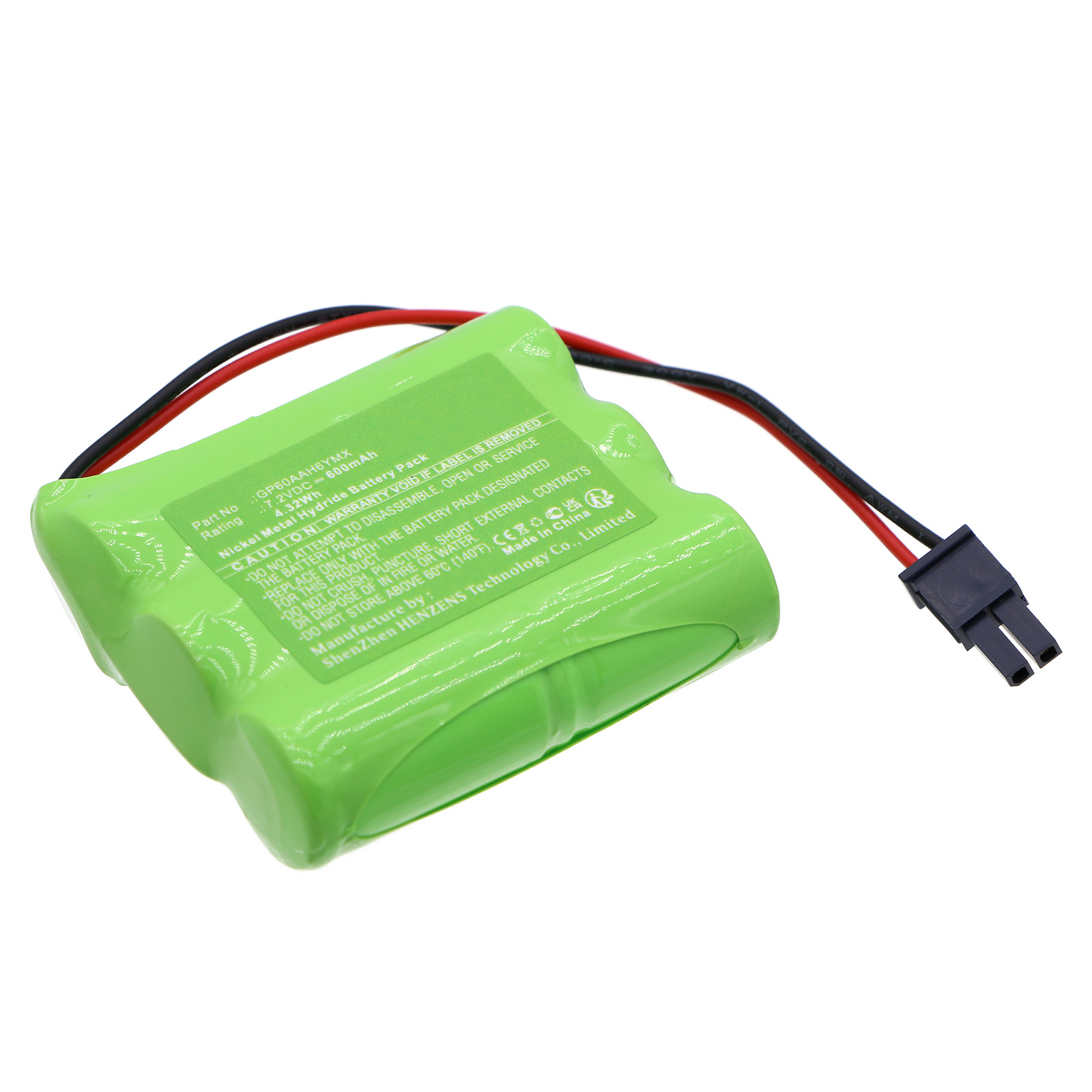 Synergy Digital Siren Alarm Battery, Compatible with Cobra GP60AAH6YMX Siren Alarm Battery (Ni-MH, 7.2V, 600mAh)