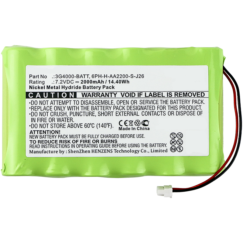 Synergy Digital Alarm System Battery, Compatiable with DSC 3G4000-BATT, 6PH-H-AA2200-S-J26 Alarm System Battery (7.2V, Ni-MH, 2000mAh)