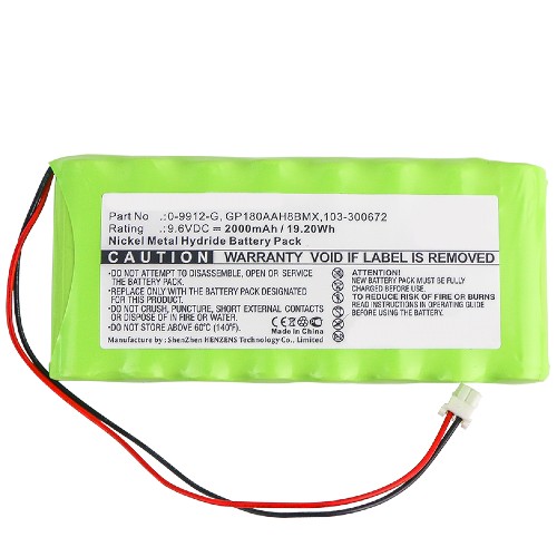 Synergy Digital Alarm System Battery, Compatiable with Visonic 0-9912-G, 100729, 103-300672, GP130AAH6BMX, GP180AAH8BMX, GP220AAH8BMX Alarm System Battery (9.6V, Ni-MH, 2000mAh)