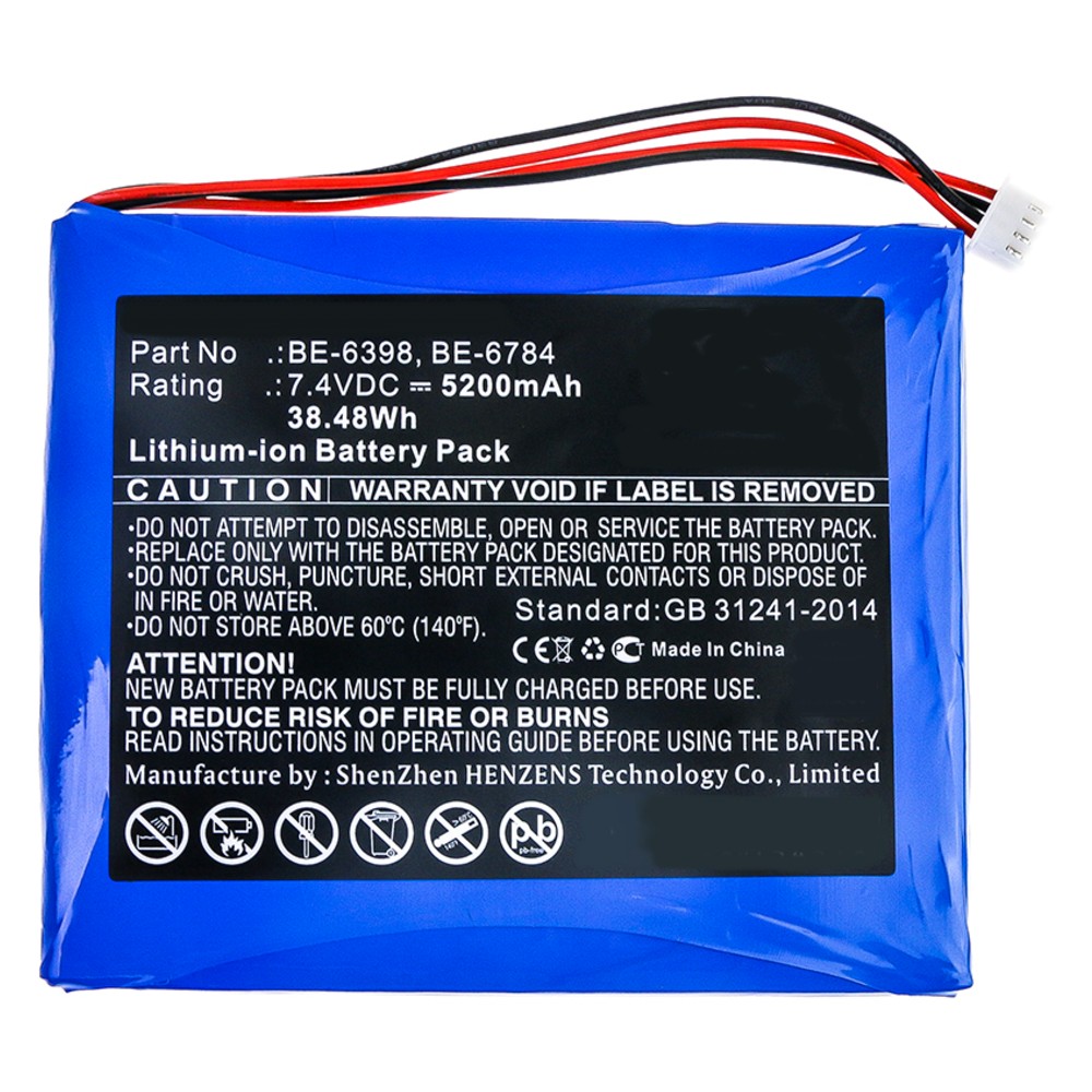 Synergy Digital Equipment Battery, Compatible with Aetep BE-6398, BE-6784 Equipment Battery (Li-ion, 7.4V, 5200mAh)