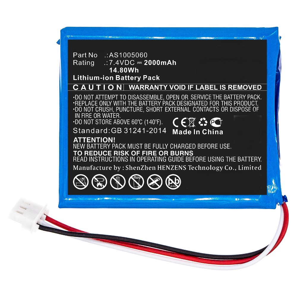 Synergy Digital Equipment Battery, Compatible with ALPSAT AS1005060 Equipment Battery (Li-ion, 7.4V, 2000mAh)
