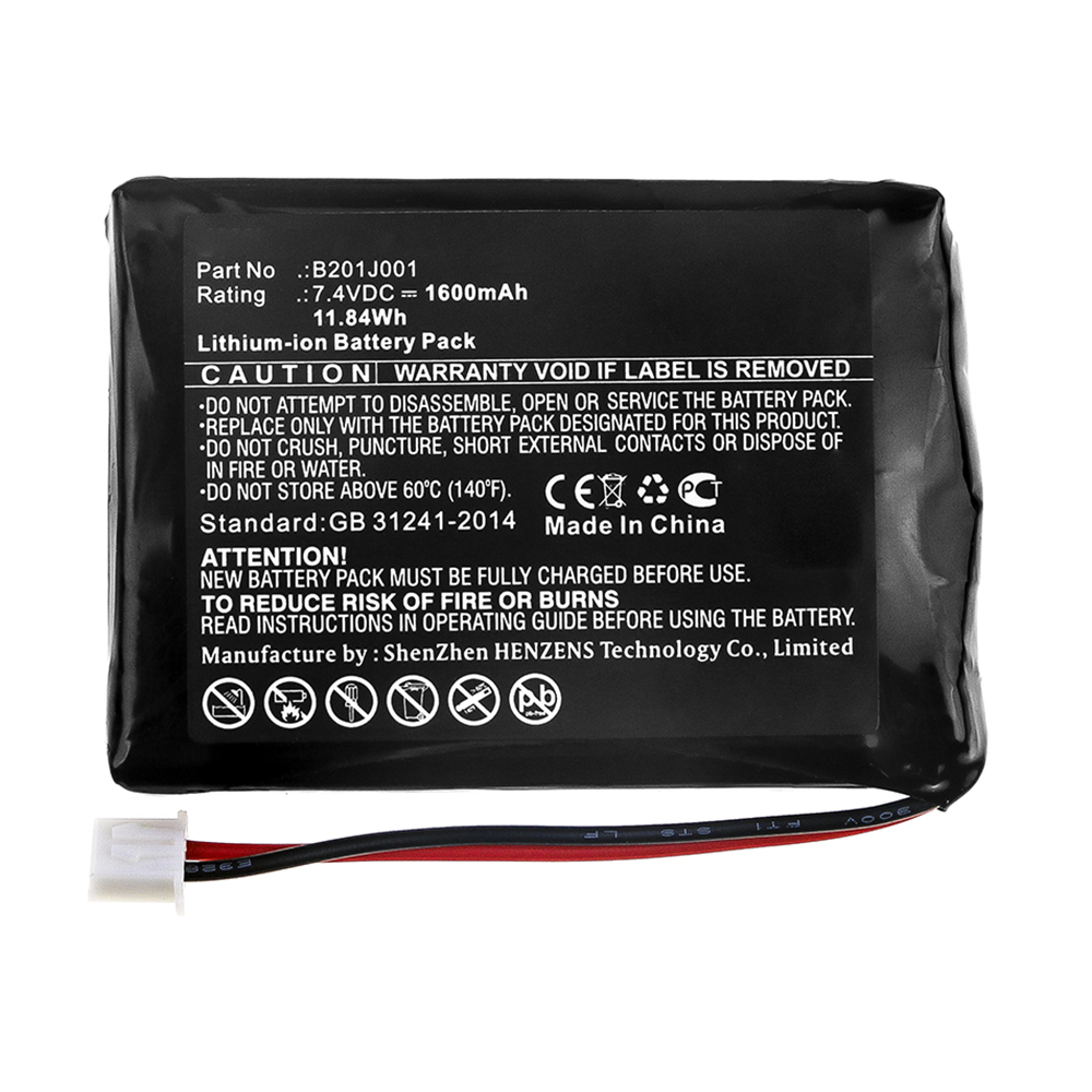 Synergy Digital Equipment Battery, Compatible with Deviser B201J001 Equipment Battery (Li-ion, 7.4V, 1600mAh)