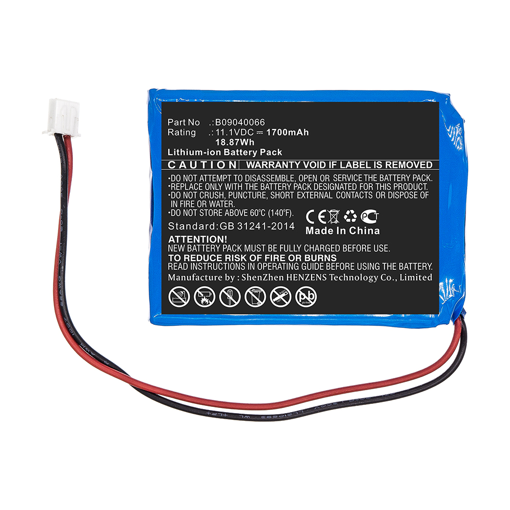 Synergy Digital Equipment Battery, Compatible with Deviser B09040066 Equipment Battery (Li-ion, 11.1V, 1700mAh)