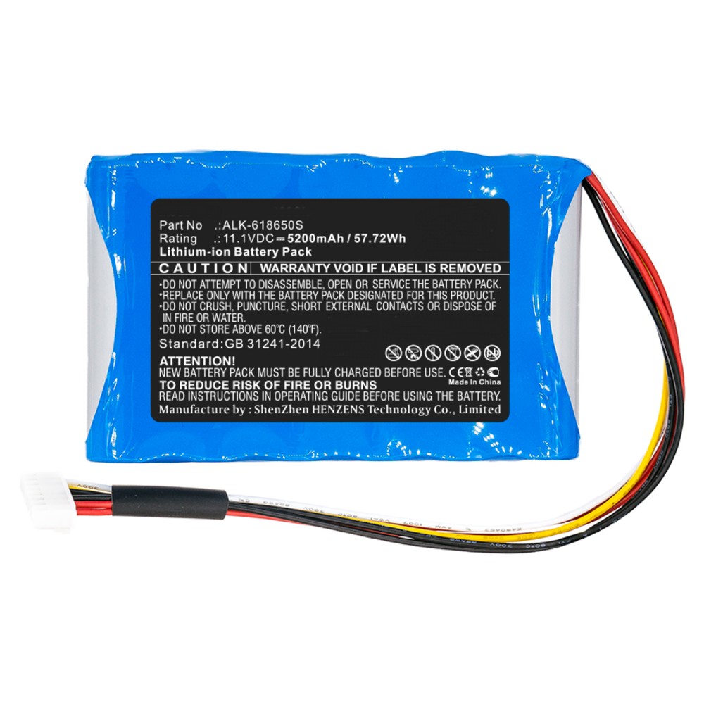 Synergy Digital Equipment Battery, Compatible with Eloik ALK-618650S Equipment Battery (Li-ion, 11.1V, 5200mAh)