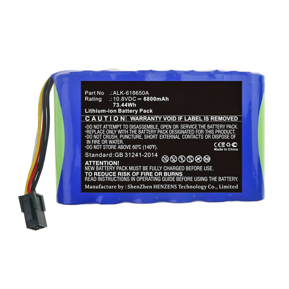 Synergy Digital Equipment Battery, Compatible with Eloik ALK-618650A Equipment Battery (Li-ion, 10.8V, 6800mAh)