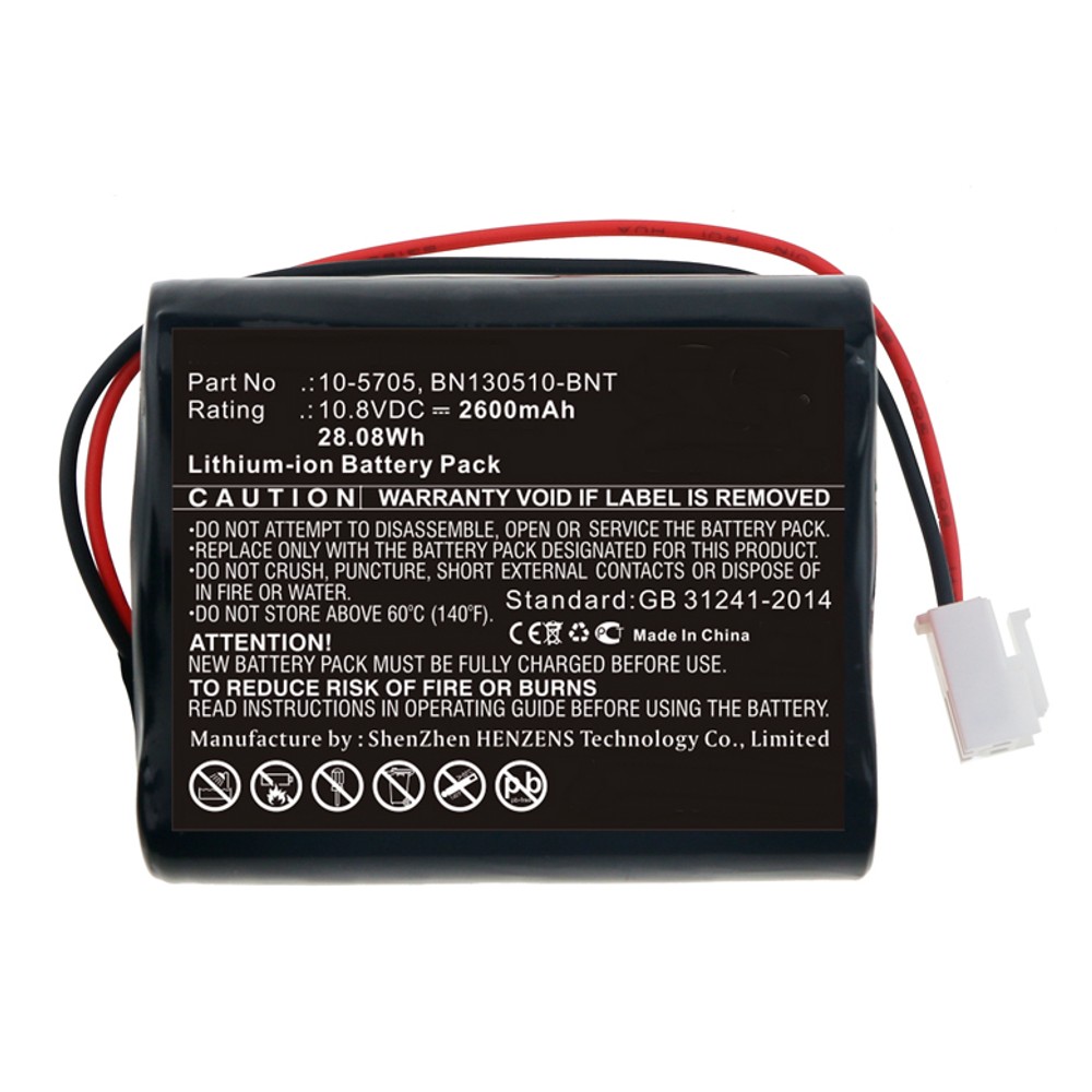 Synergy Digital Medical Battery, Compatible with Bionet 10-5705, BN130510-BNT, ICR18650 22F-031PPTC Medical Battery (Li-ion, 10.8V, 2600mAh)