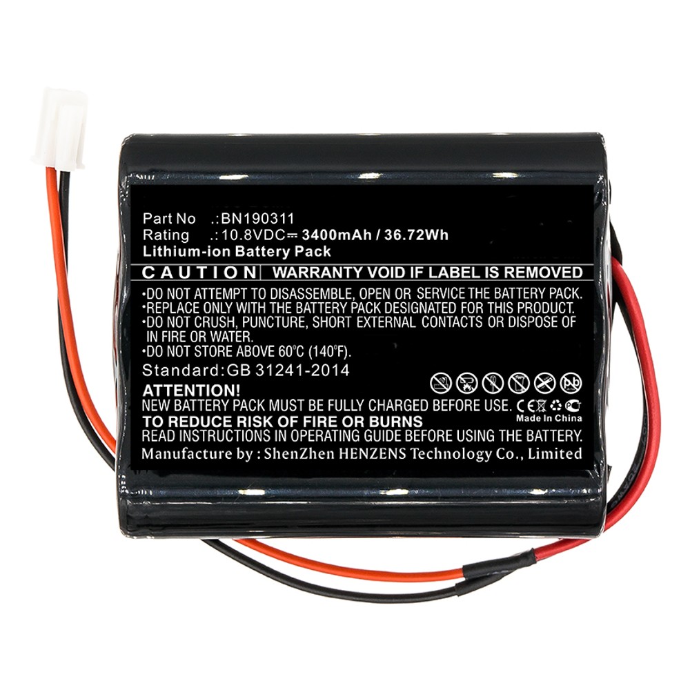 Synergy Digital Medical Battery, Compatible with Bionet BN190311 Medical Battery (Li-ion, 10.8V, 3400mAh)