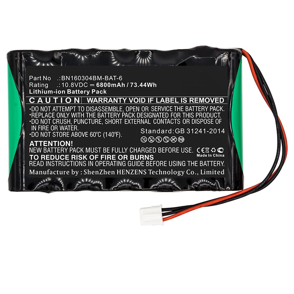 Synergy Digital Medical Battery, Compatible with Bionet BN160304BM-BAT-6 Medical Battery (Li-ion, 10.8V, 6800mAh)