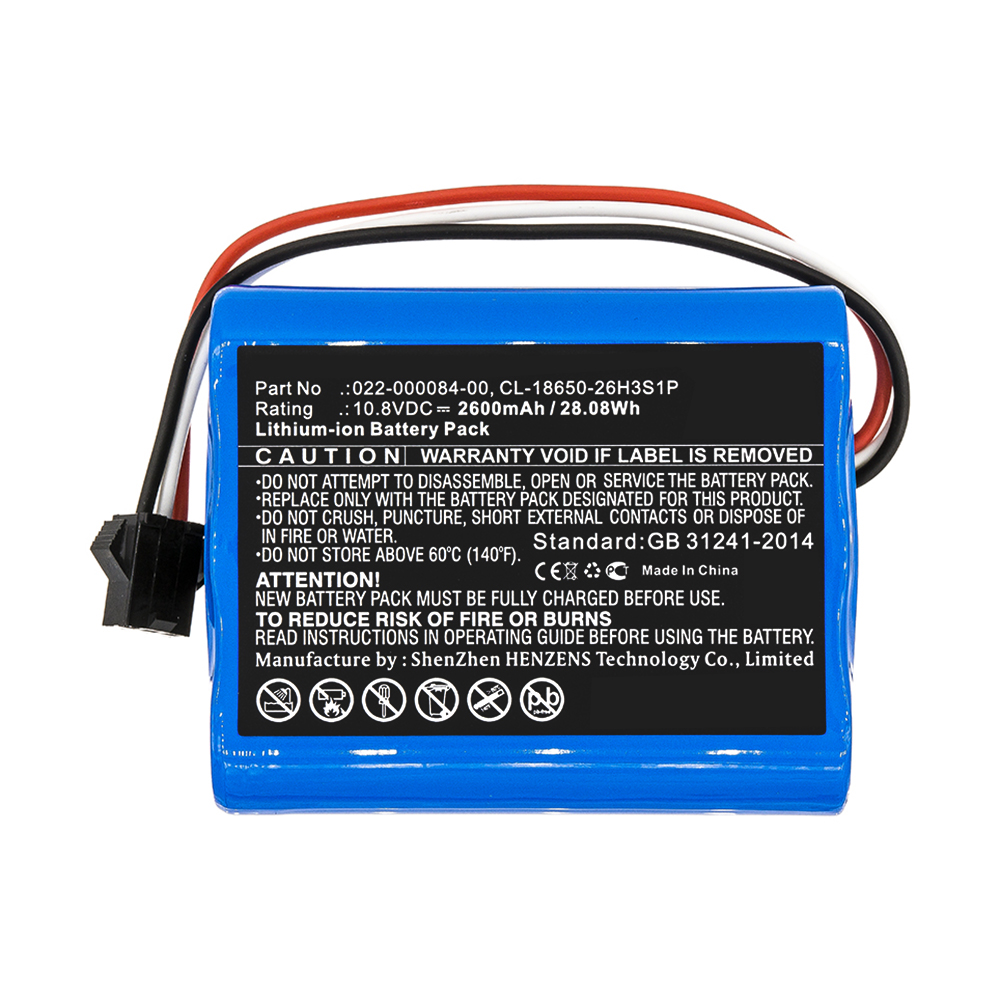 Synergy Digital Medical Battery, Compatible with Cardiomonitor 022-000084-00, CL-18650-26H3S1P Medical Battery (Li-ion, 10.8V, 2600mAh)