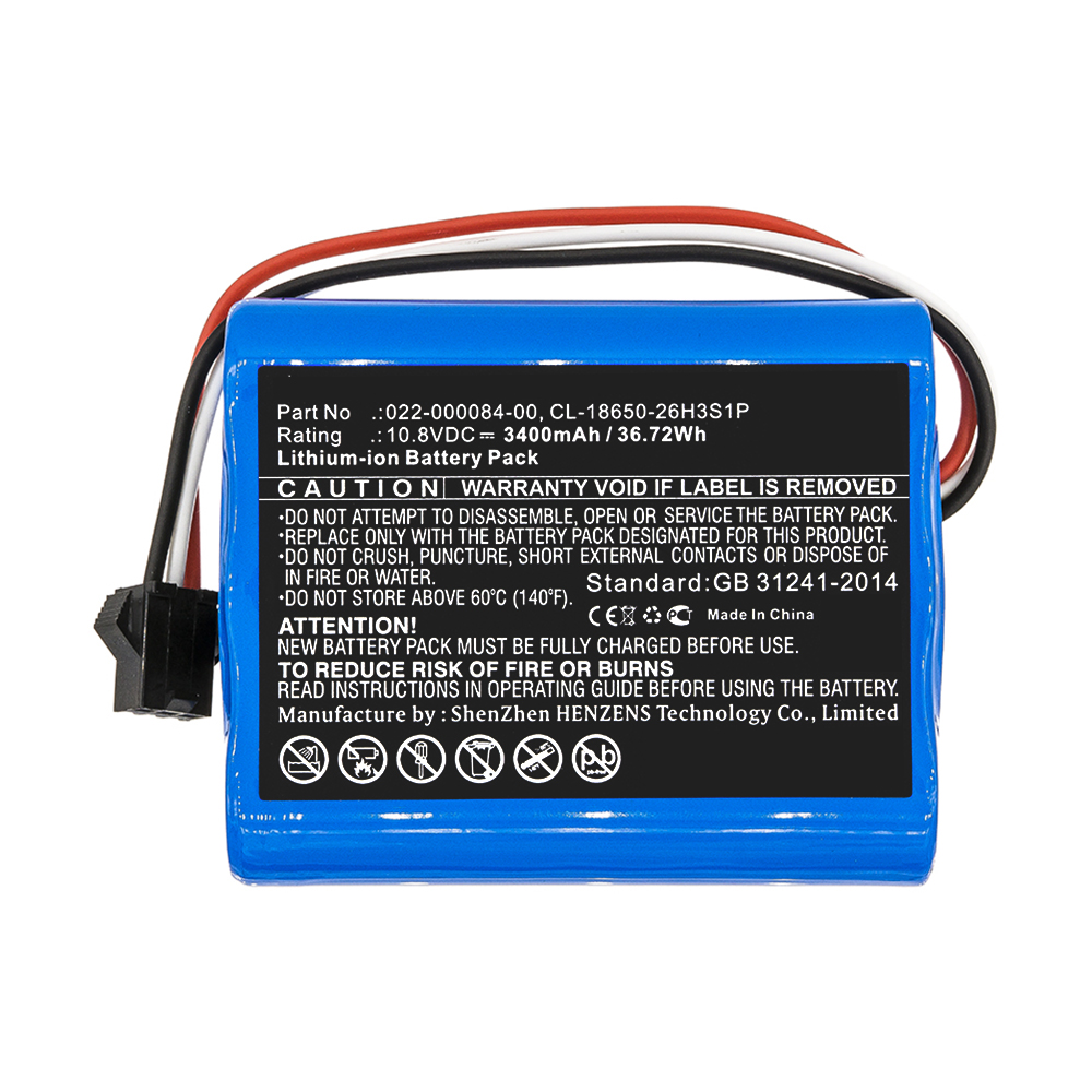 Synergy Digital Medical Battery, Compatible with Cardiomonitor 022-000084-00, CL-18650-26H3S1P Medical Battery (Li-ion, 10.8V, 3400mAh)