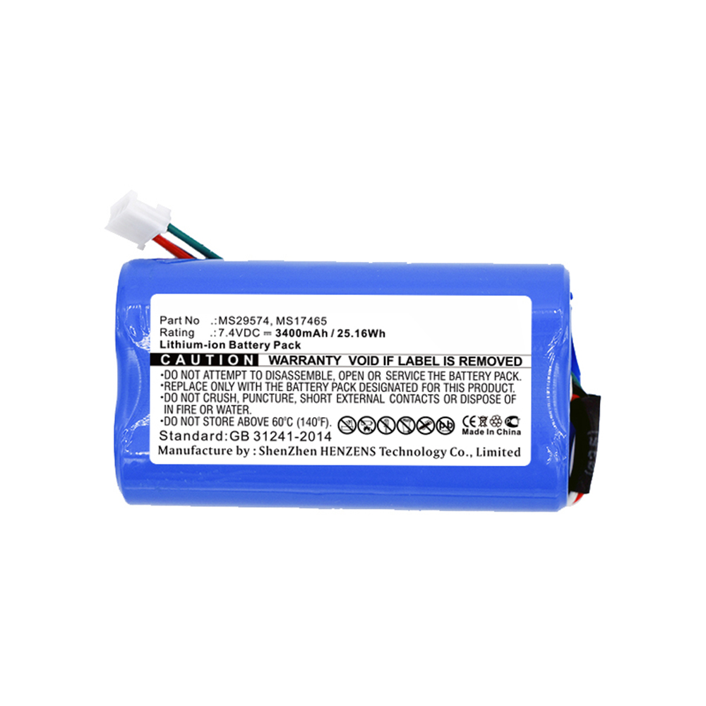 Synergy Digital Medical Battery, Compatible with Drager MS17465, MS29574 Medical Battery (Li-ion, 7.4V, 3400mAh)