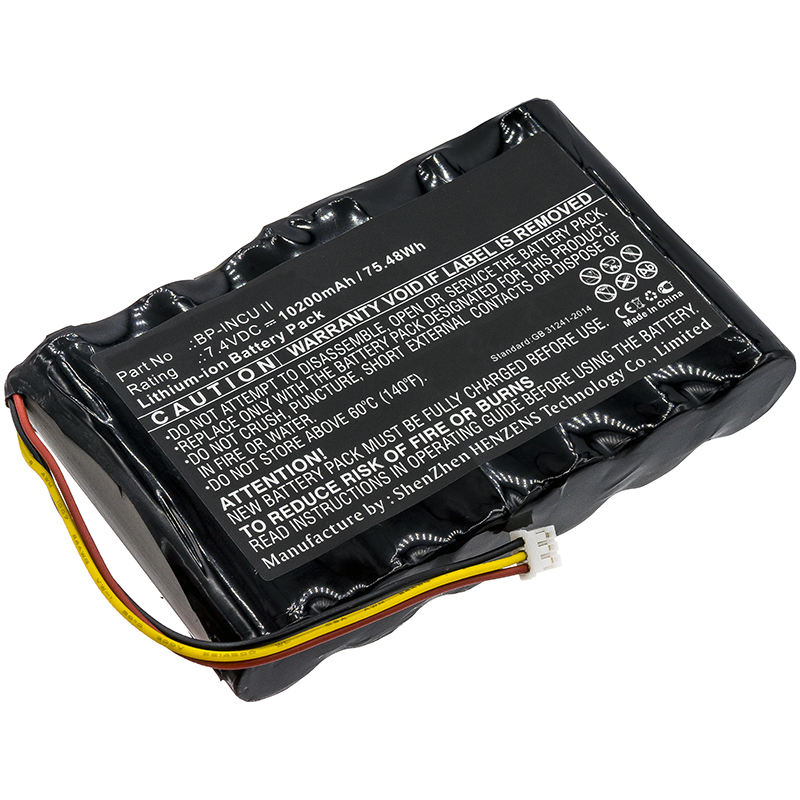 Synergy Digital Equipment Battery, Compatible with Fluke BP-INCU II Equipment Battery (7.4V, Li-ion, 10200mAh)