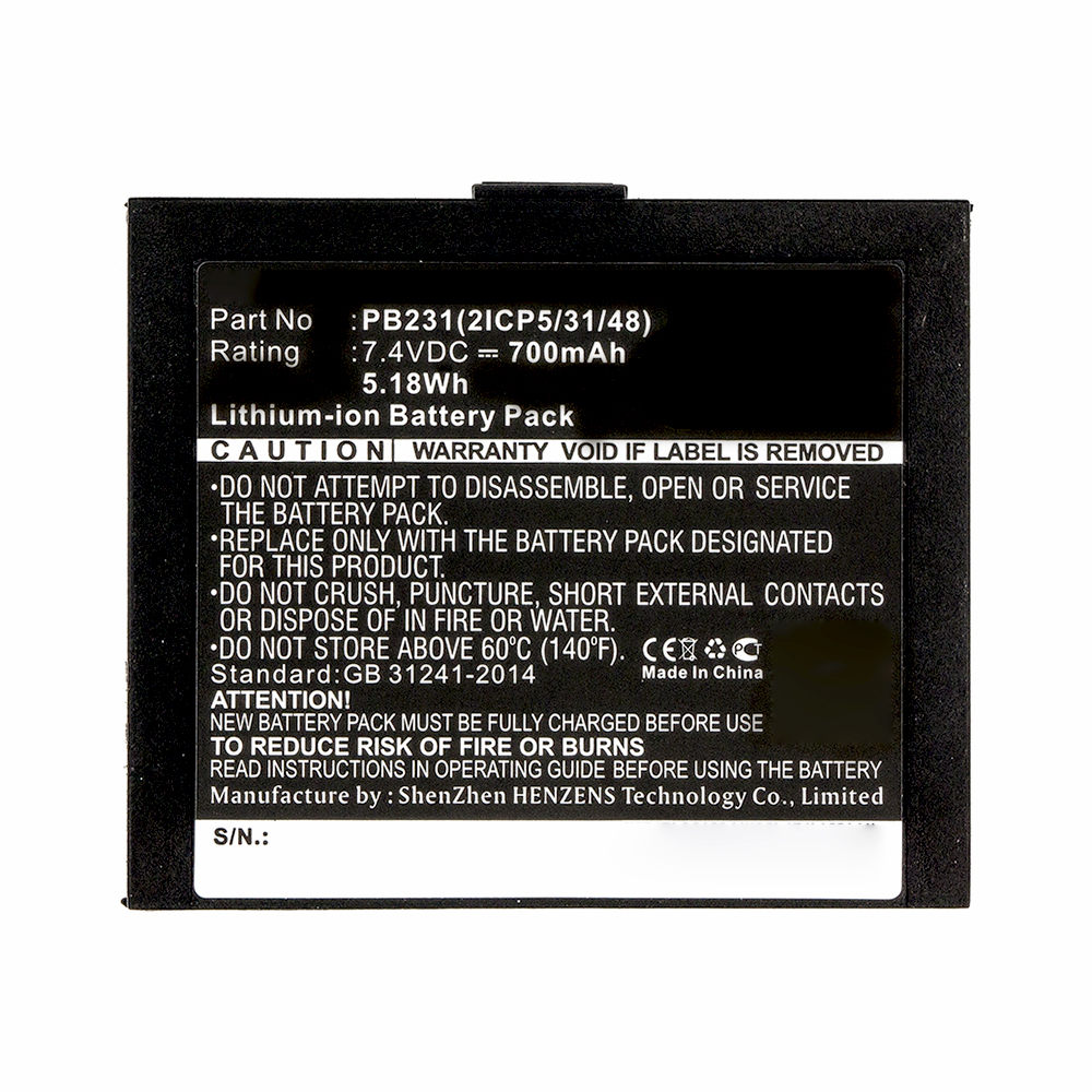 Synergy Digital Printer Battery, Compatible with HiTi PB231, PB231(2ICP5/31/48) Printer Battery (7.4V, Li-ion, 700mAh)