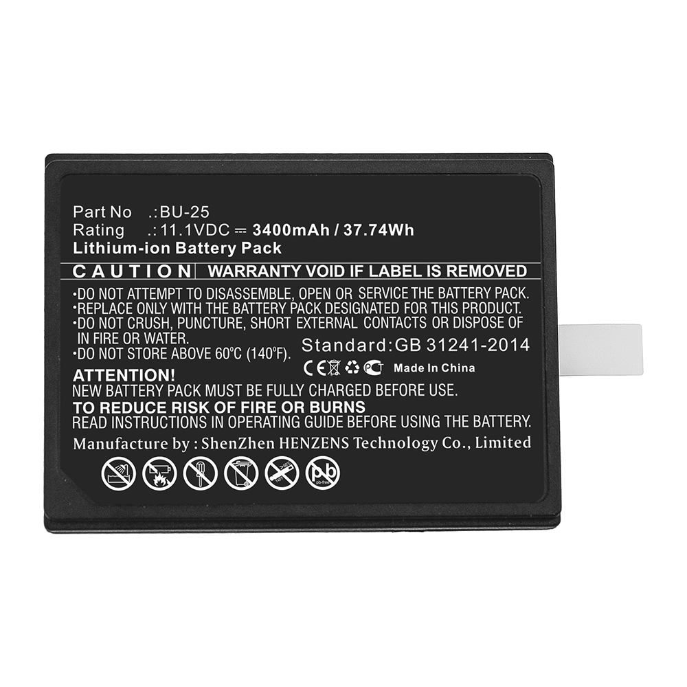 Synergy Digital Equipment Battery, Compatible with Sumitomo BU-25 Equipment Battery (Li-ion, 11.1V, 3400mAh)