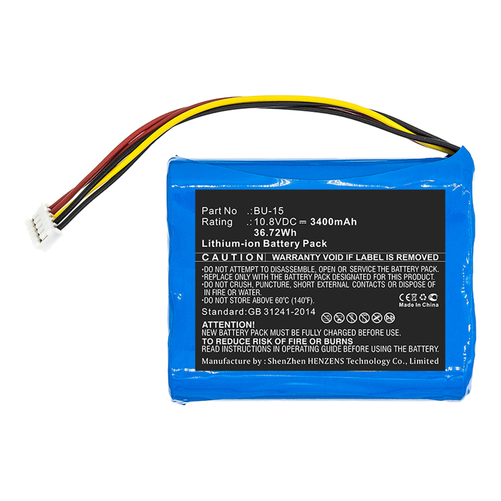 Synergy Digital Equipment Battery, Compatible with Sumitomo BU-15 Equipment Battery (Li-ion, 10.8V, 3400mAh)