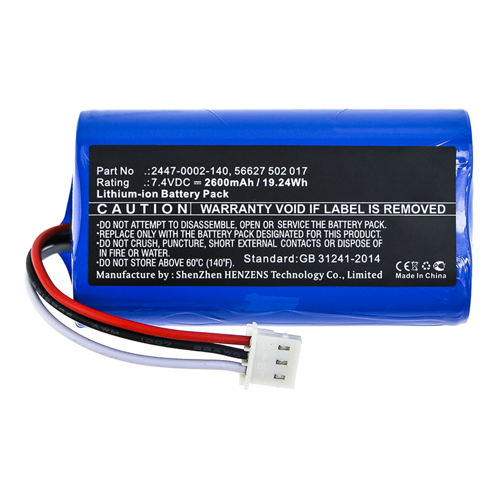 Synergy Digital Equipment Battery, Compatible with Trilithic 2447-0002-140 Equipment Battery (Li-ion, 7.4V, 2600mAh)