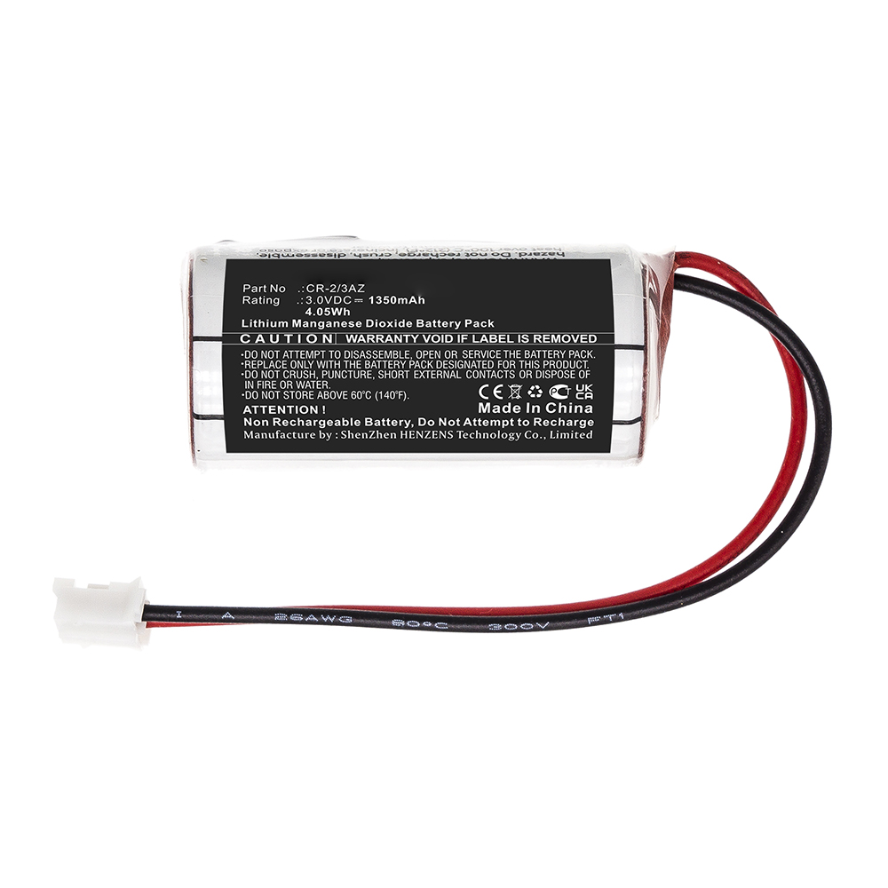 Synergy Digital Alarm System Battery, Compatible with Verisure CR-2/3AZ Alarm System Battery (Li-MnO2, 3V, 1350mAh)