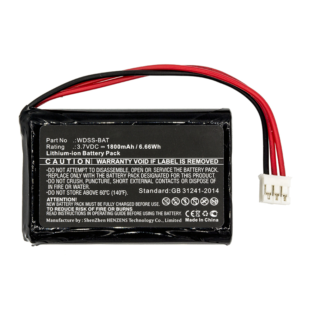 Synergy Digital Equipment Battery, Compatible with Vernier WDSS-BAT Equipment Battery (Li-ion, 3.7V, 1800mAh)