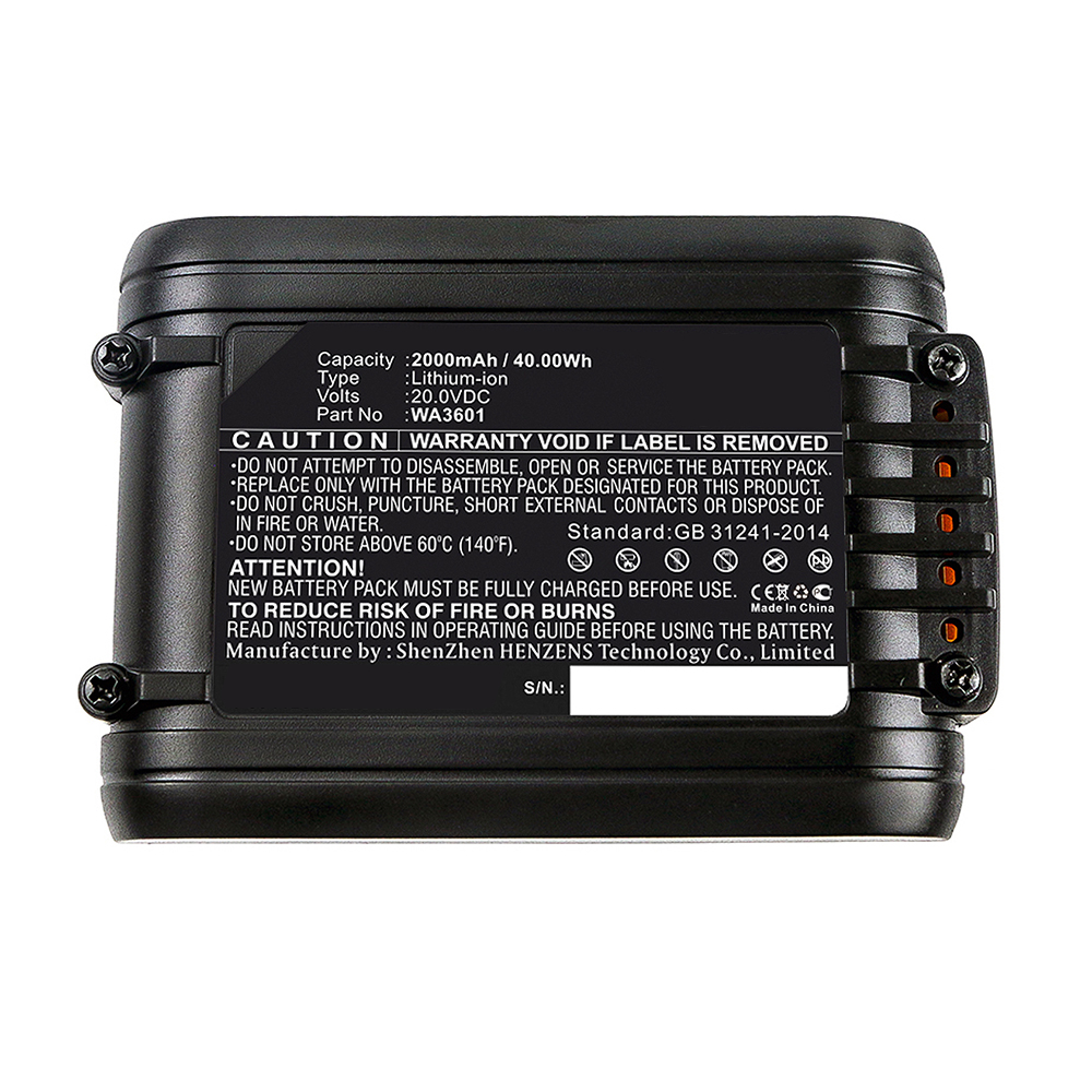 Synergy Digital Lawn Mower Battery, Compatible with Worx WA3601 Lawn Mower Battery (Li-ion, 20V, 2000mAh)