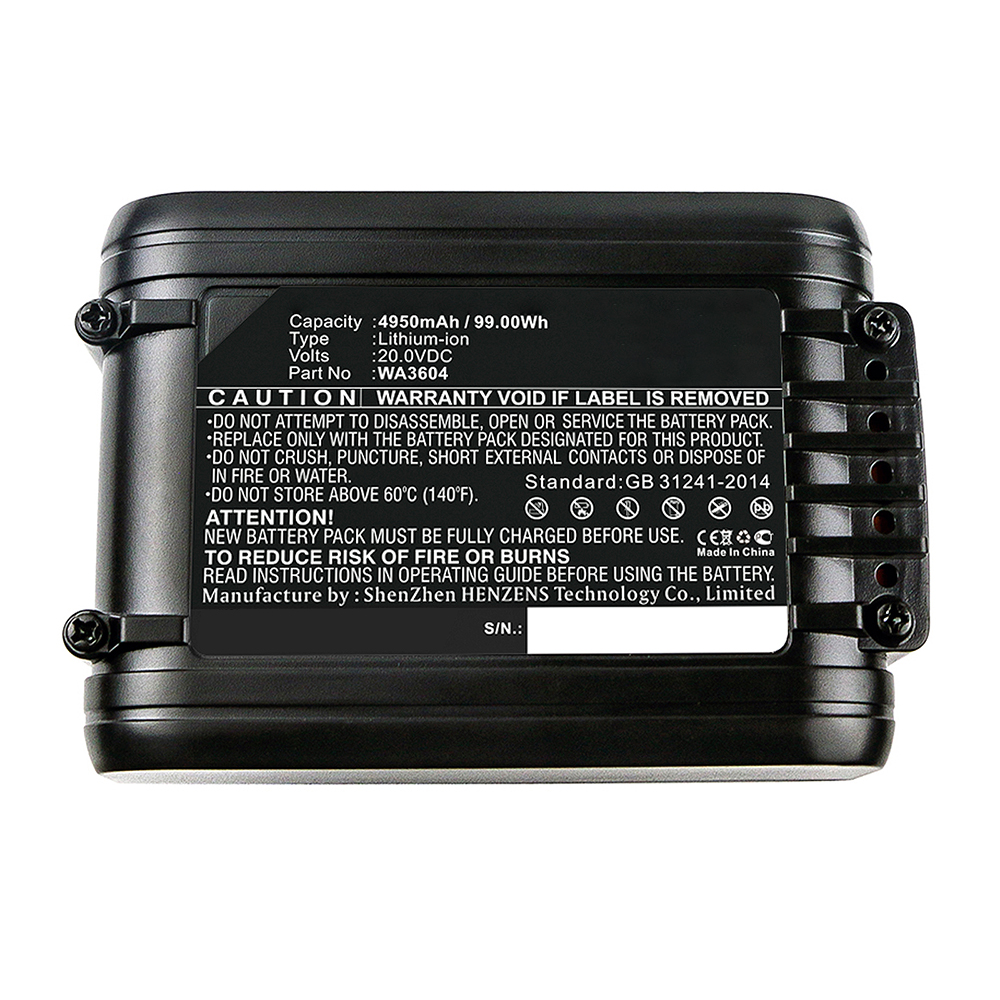 Synergy Digital Lawn Mower Battery, Compatible with Worx WA3553 Lawn Mower Battery (Li-ion, 20V, 4950mAh)